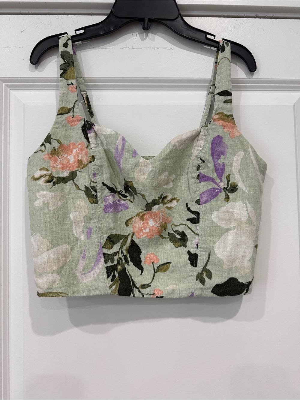 Abercrombie & Fitch Sage Floral Linen Blend Corset Crop Top Medium